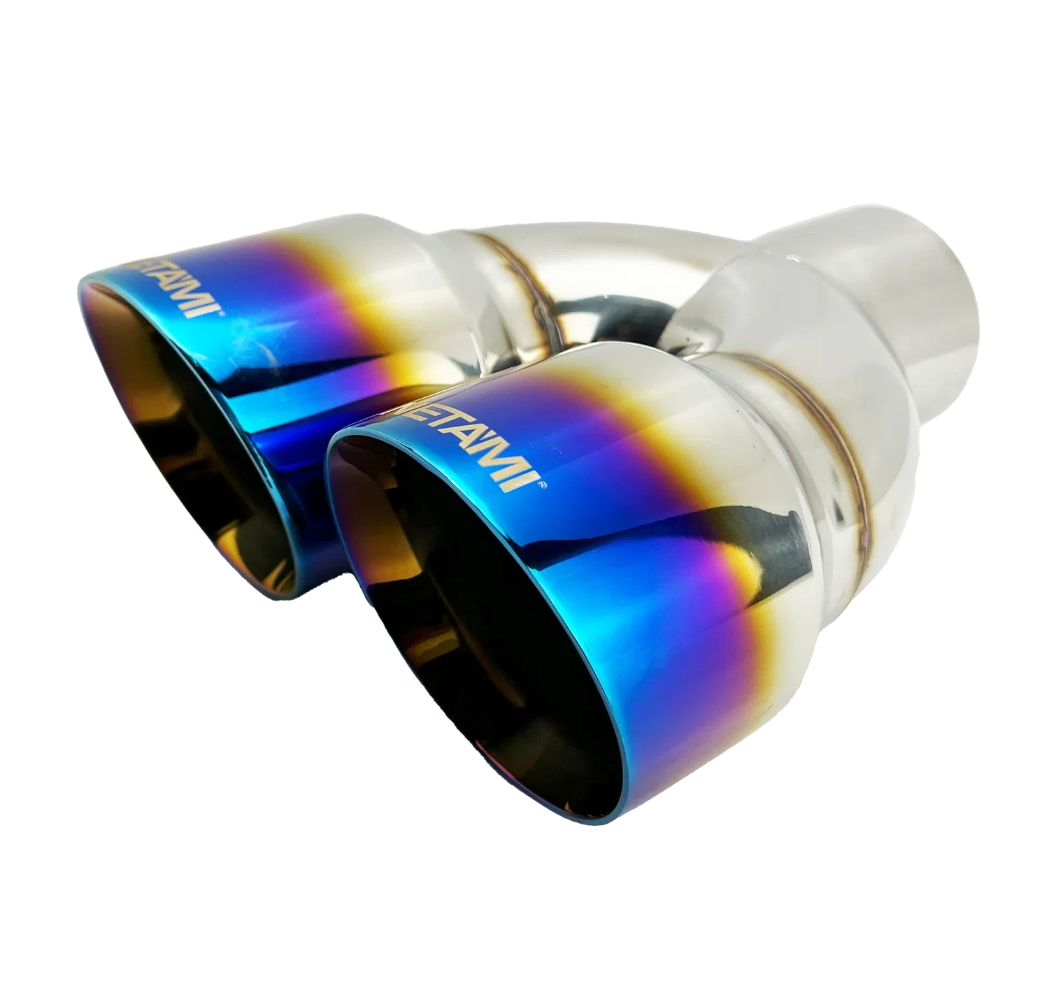 3_ ID_4_ OUT_10.5_ Dual Round Double Wall Slant Cut Exhaust Tip-Blue NT-1680BL